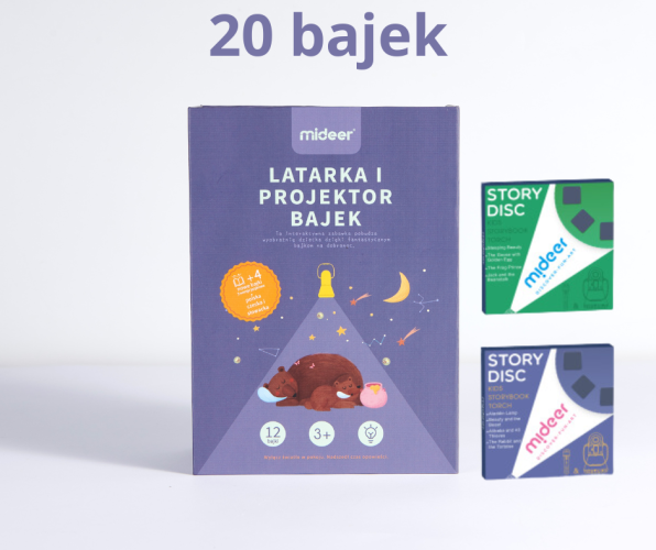 Latarka i projektor dla dzieci z 20 bajkami w języku polskim