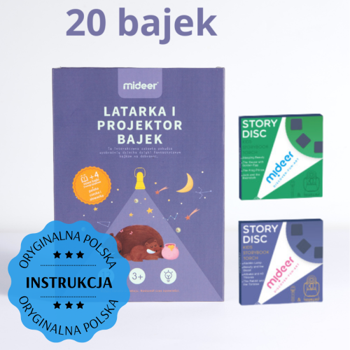Latarka i projektor dla dzieci z 20 bajkami w języku polskim