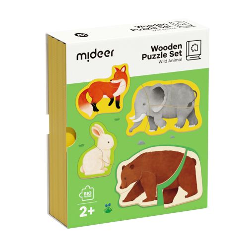 Drewniane puzzle w książce - Zwierzęta - 18 elementów
